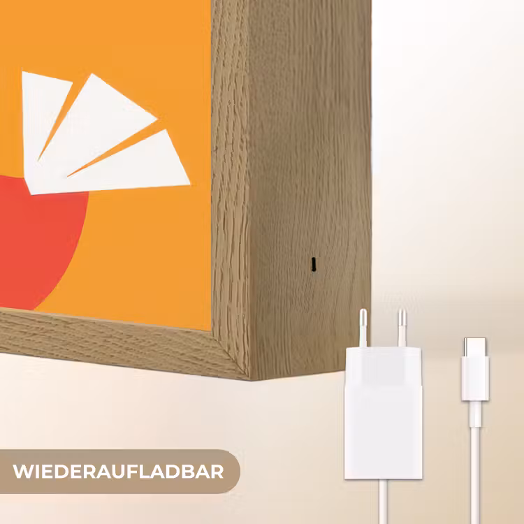 Kippen - Oranje - Vlakken Light Box met batterij (Wandlamp) middel -USP_websiteoplaadbaarDE