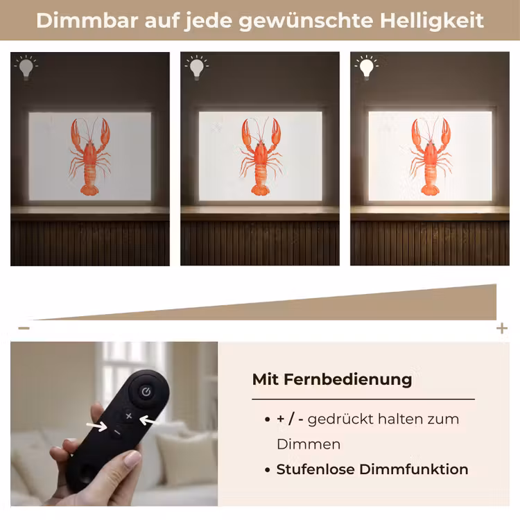 Kreeft - Waterverf - Aquarel - Oranje Light Box met batterij (Wandlamp) middel -USP_dimbaarDE