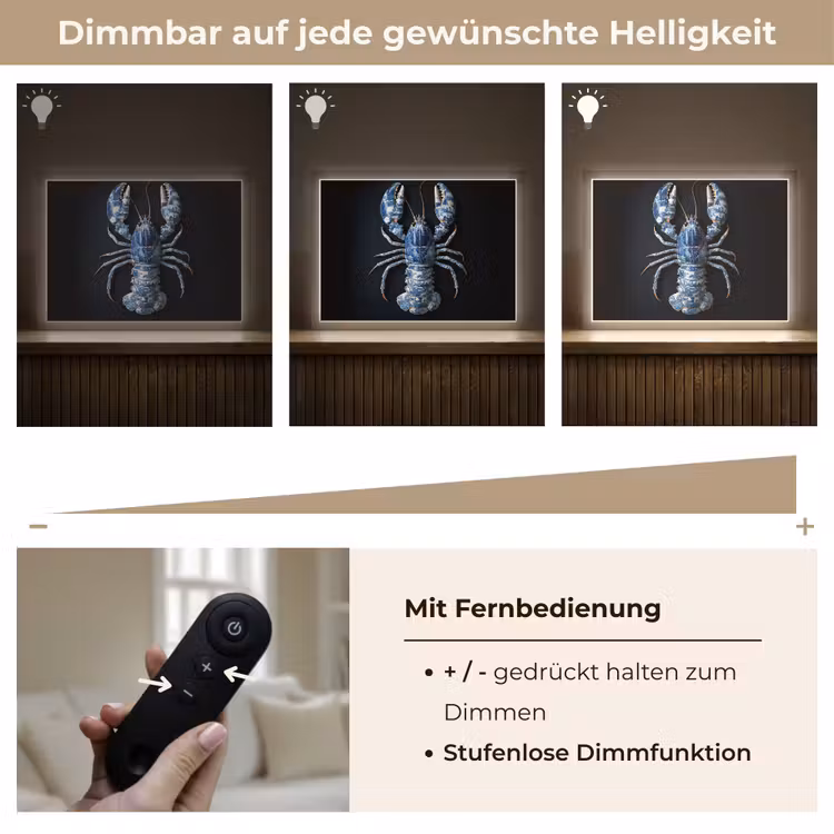 Kreeft - Delftsblauw - Schild - Stoer Light Box met batterij (Wandlamp) middel -USP_dimbaarDE