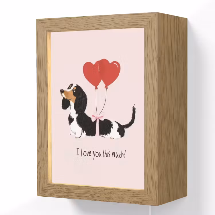 Hond - Teckel - Valentijn - Love Light Box met kabel (Wandlamp) klein -3d