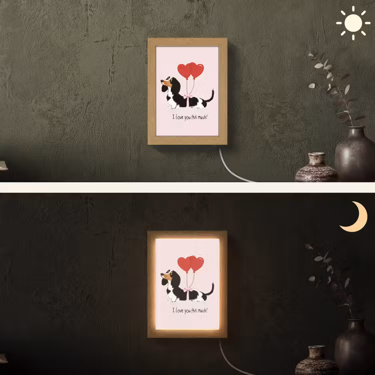 Hond - Teckel - Valentijn - Love Light Box met kabel (Wandlamp) klein -sfeer3