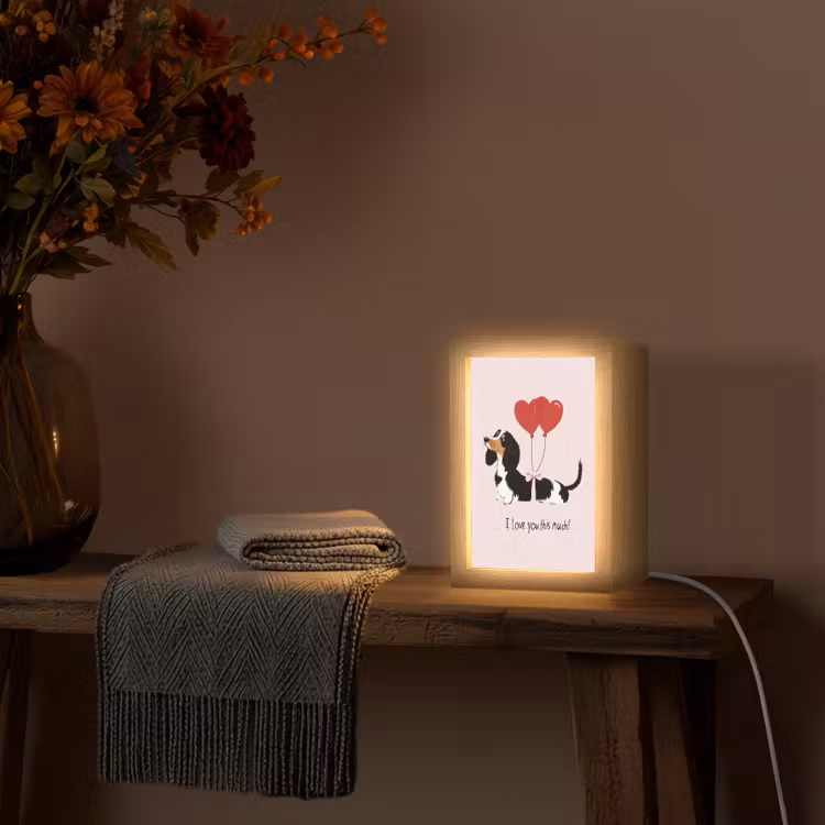 Hond - Teckel - Valentijn - Love Light Box met kabel (Wandlamp) klein -sfeer4