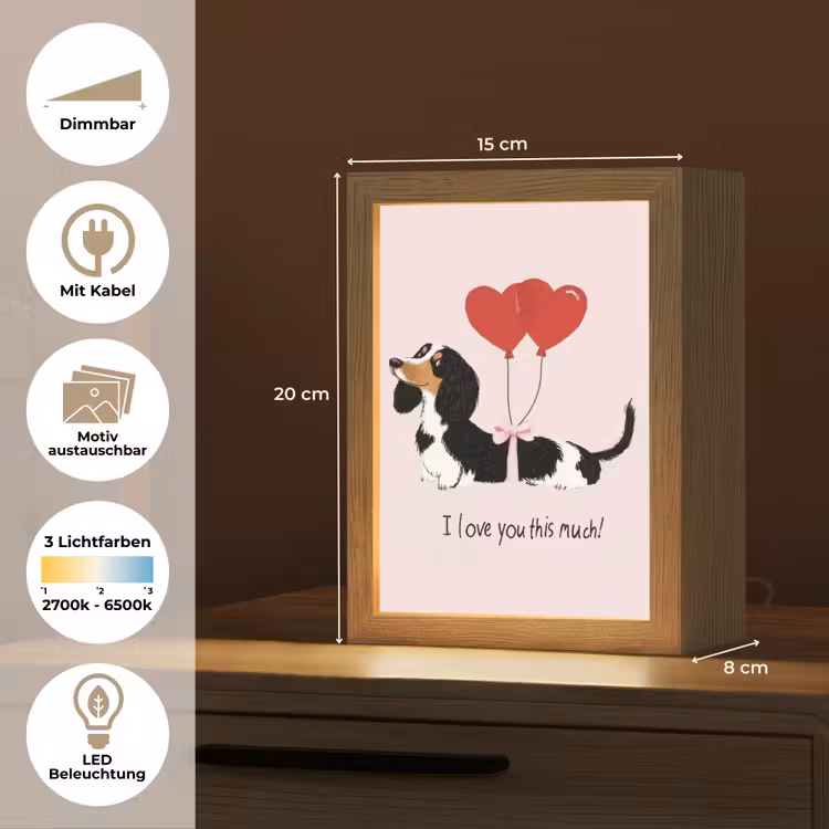 Hond - Teckel - Valentijn - Love Light Box met kabel (Wandlamp) klein -USP_websiteoverzichtDE