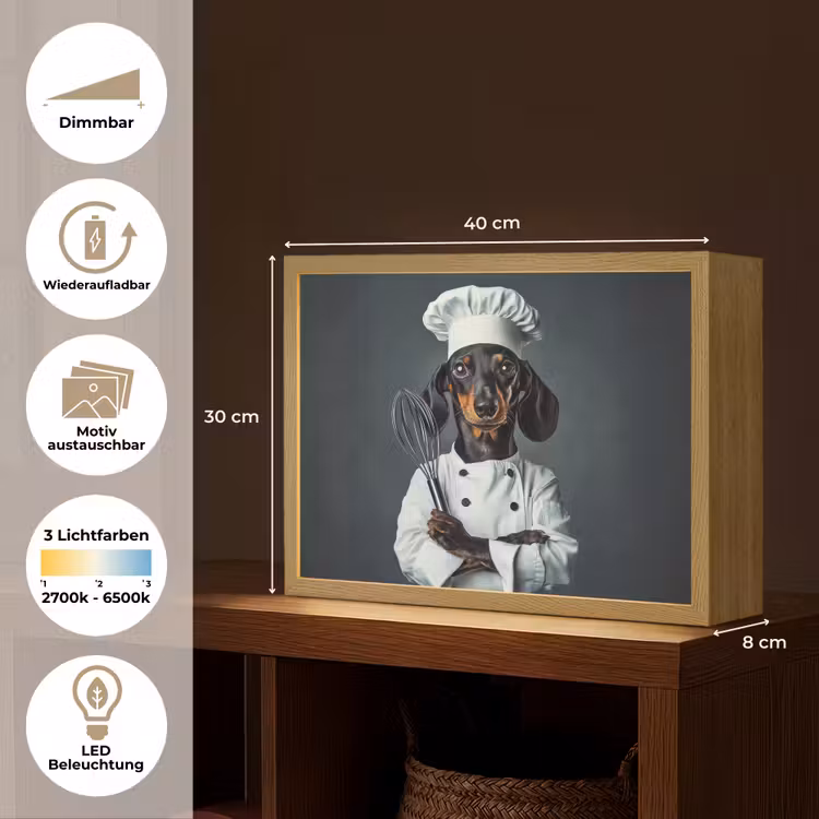 Hond - Garde - Kok Light Box met batterij (Wandlamp) middel -USP_websiteoverzichtDE
