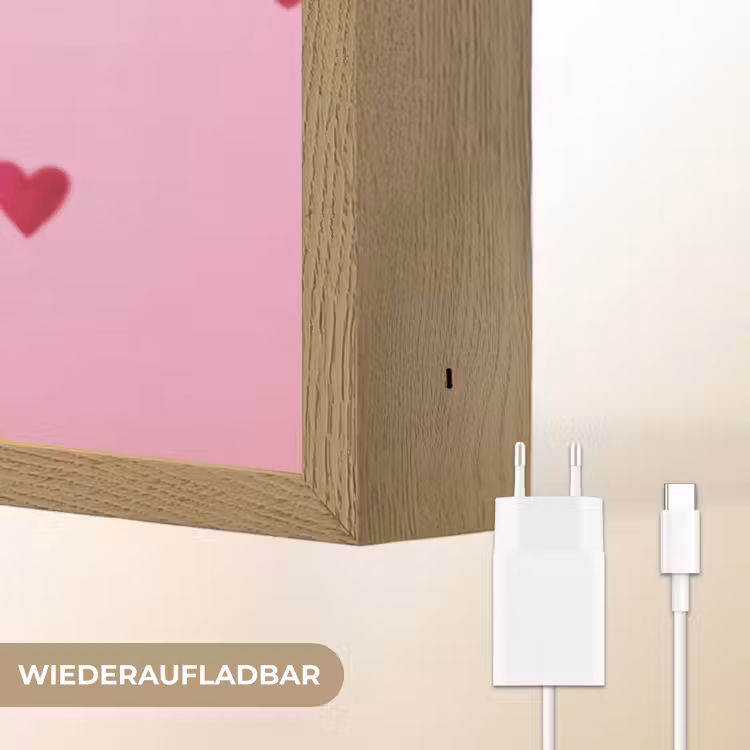 Hond - Kiss- Valentijn - Hartjes Light Box met batterij (Wandlamp) middel -USP_websiteoplaadbaarDE