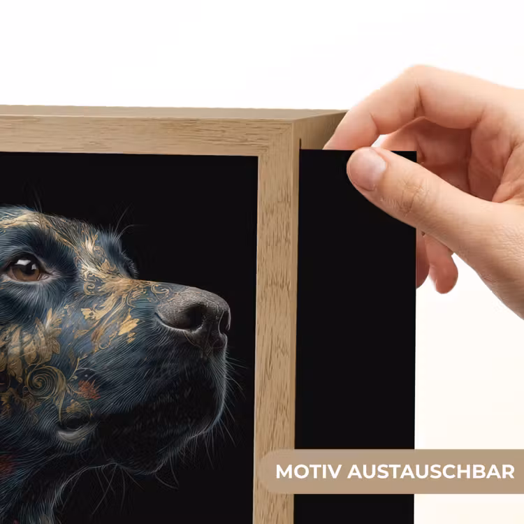 Hond - Zwart - Bloemen Light Box met kabel (Wandlamp) klein -USP_websiteprintDE