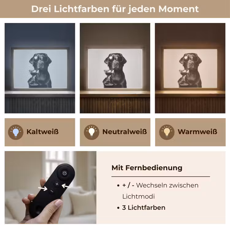 Hond - Zwart - Wijnglas - Zonnebril Light Box met batterij (Wandlamp) middel -USP_lichtkleurDE