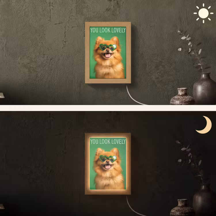 Hond - Zonnebril - Valentijn - Love Light Box met kabel (Wandlamp) klein -sfeer3