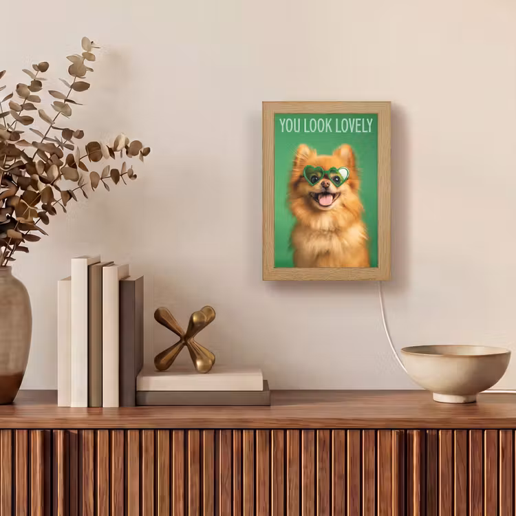 Hond - Zonnebril - Valentijn - Love Light Box met kabel (Wandlamp) klein -sfeer2