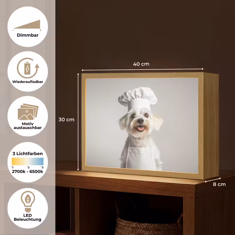 Hond - Wit - Kok Light Box met batterij (Wandlamp) middel -USP_websiteoverzichtDE