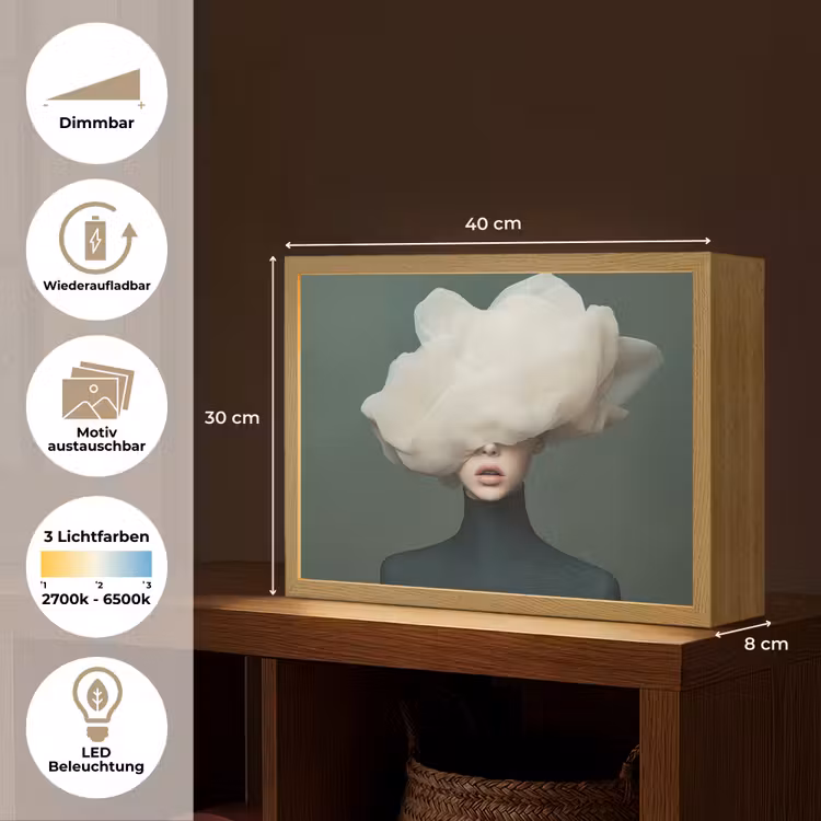 Hoed - Vrouw - Beige Light Box met batterij (Wandlamp) middel -USP_websiteoverzichtDE