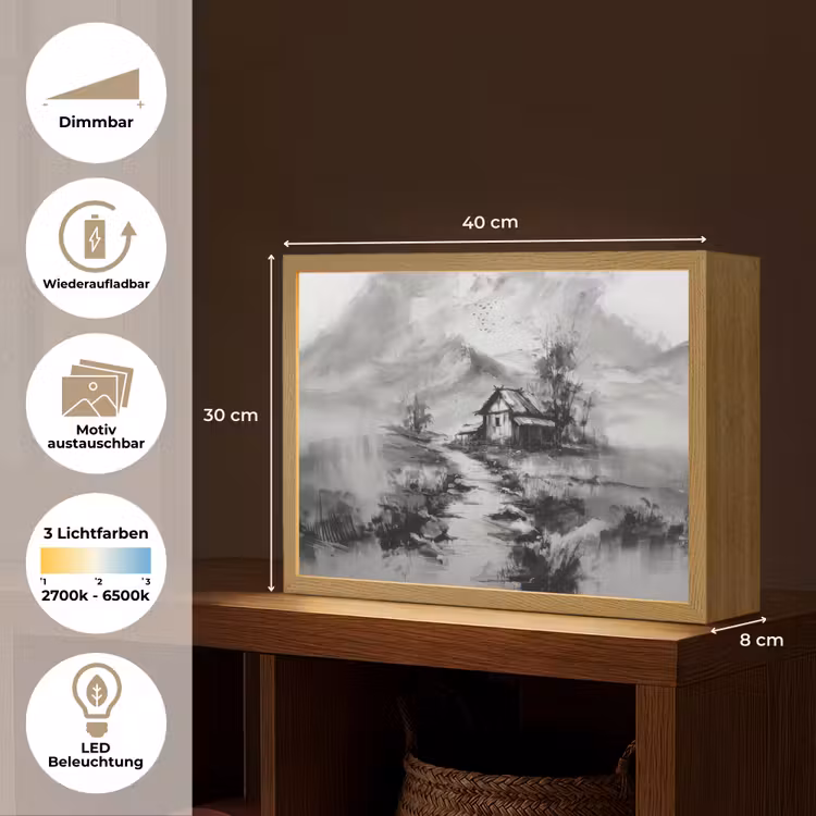 Hut - Grijs - Bergen - Mistig Light Box met batterij (Wandlamp) middel -USP_websiteoverzichtDE