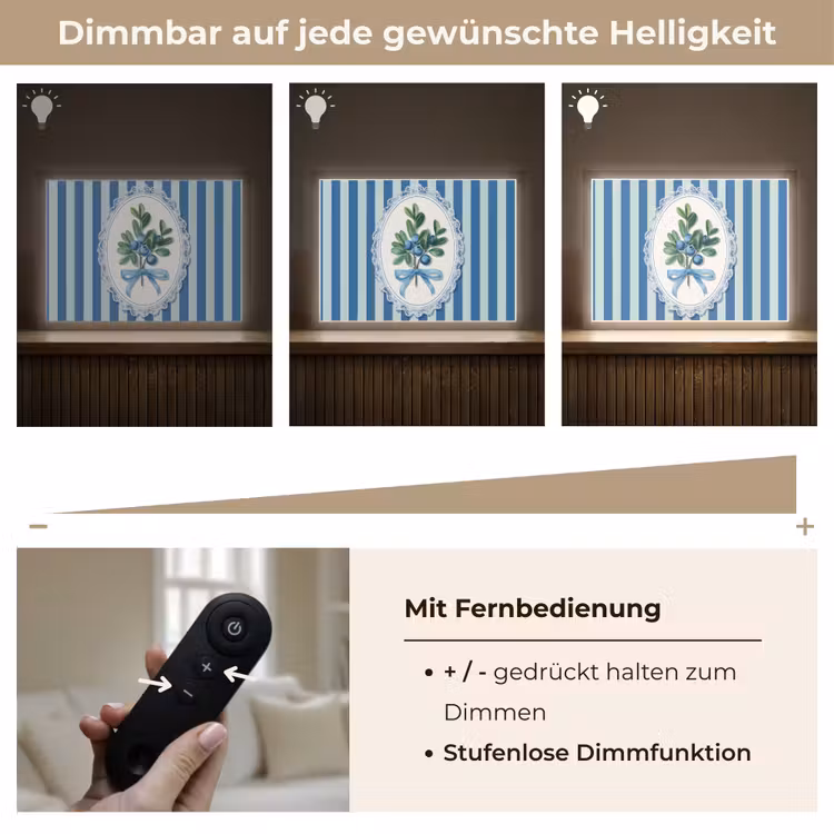 Illustratie - Bessen - Blauw - Strepen Light Box met batterij (Wandlamp) middel -USP_dimbaarDE