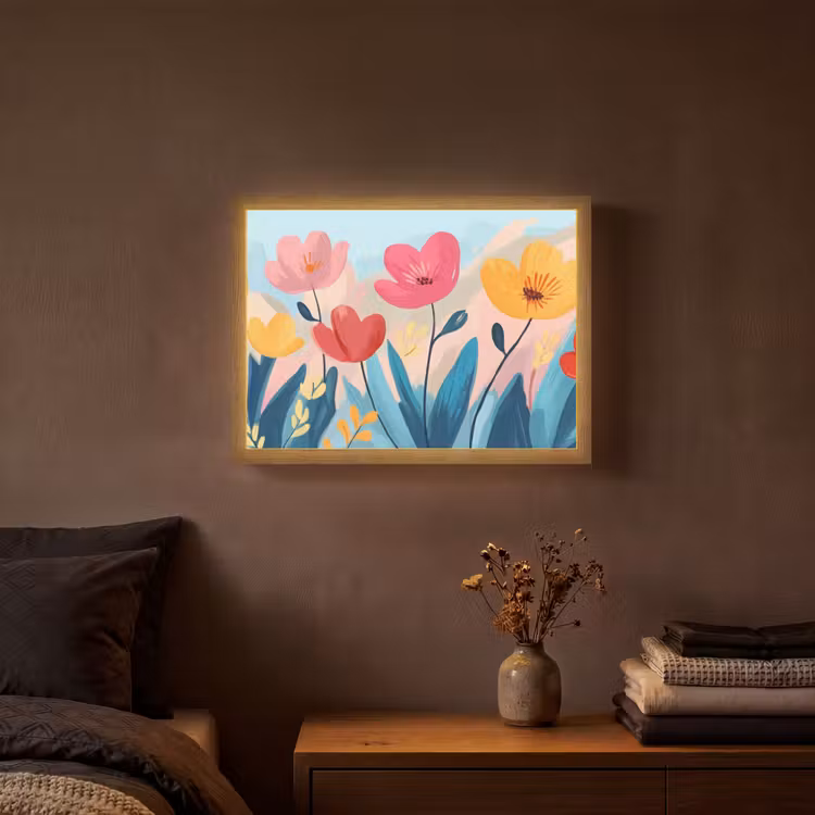 Illustratie - Bloemen - Kleurrijk Light Box met batterij (Wandlamp) middel -sfeer4