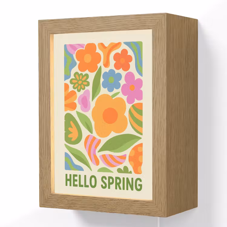 Illustratie - Bloemen - Quote - Kleurrijk Light Box met kabel (Wandlamp) klein -3d