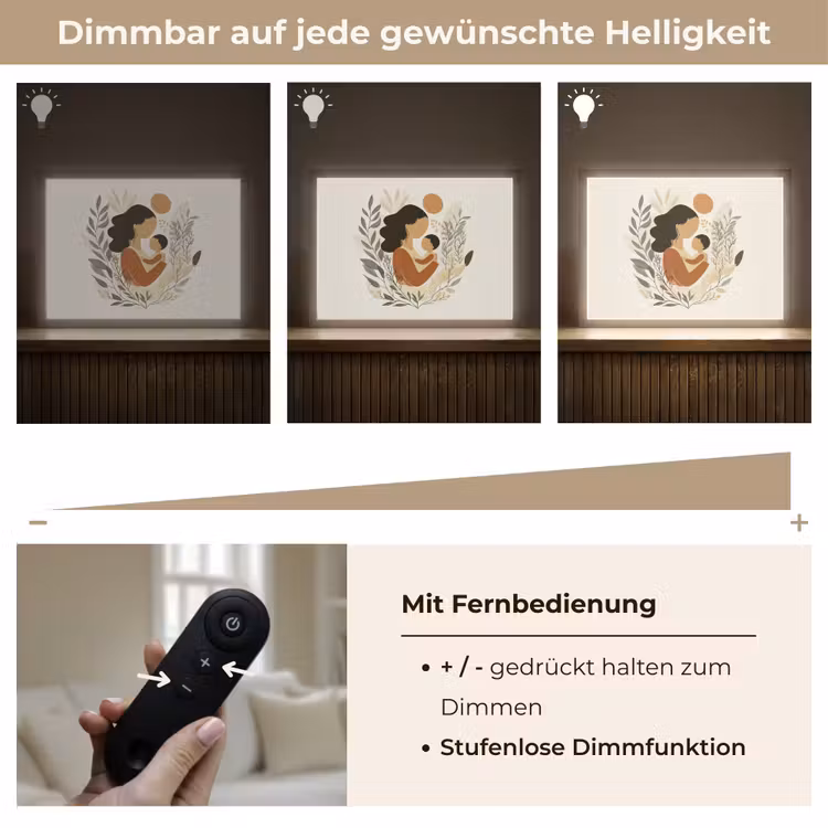 Illustratie - Moeder - Kind - Liefdevol Light Box met batterij (Wandlamp) middel -USP_dimbaarDE