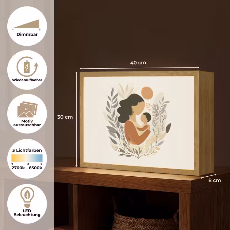 Illustratie - Moeder - Kind - Liefdevol Light Box met batterij (Wandlamp) middel -USP_websiteoverzichtDE