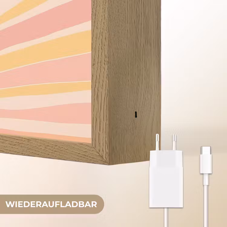 Illustratie - Zon - Pastelkleuren Light Box met batterij (Wandlamp) middel -USP_websiteoplaadbaarDE