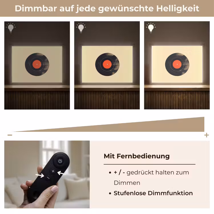 Illustratie - Vinylplaat - Beige - Vintage Light Box met batterij (Wandlamp) middel -USP_dimbaarDE