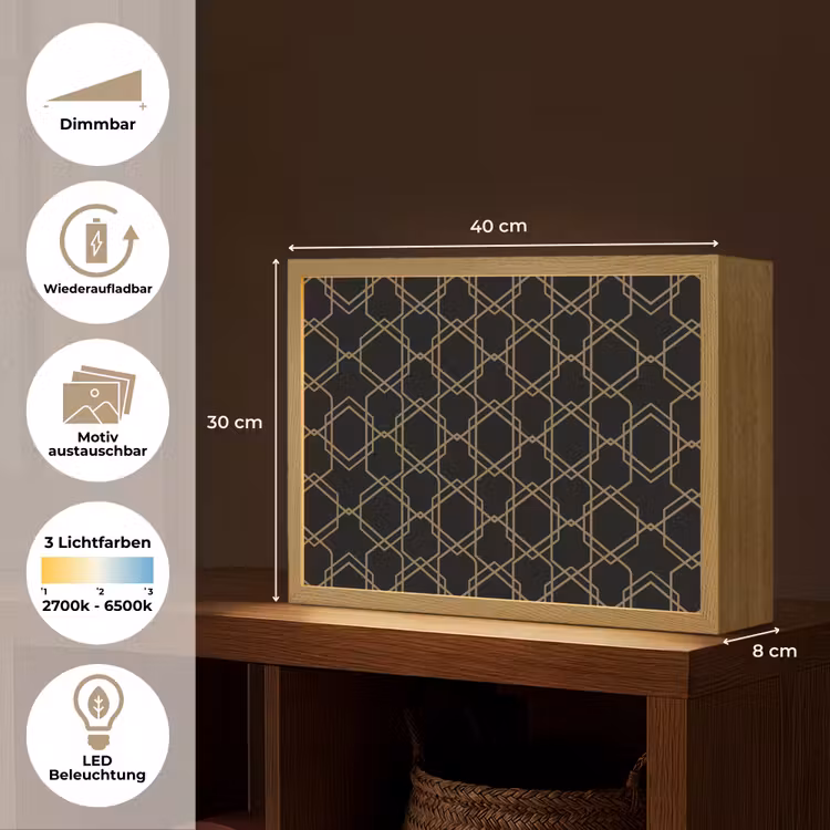 Verweven - Zeshoeken - Zwart - Goud Light Box met batterij (Wandlamp) middel 907 -USP_websiteoverzichtDE