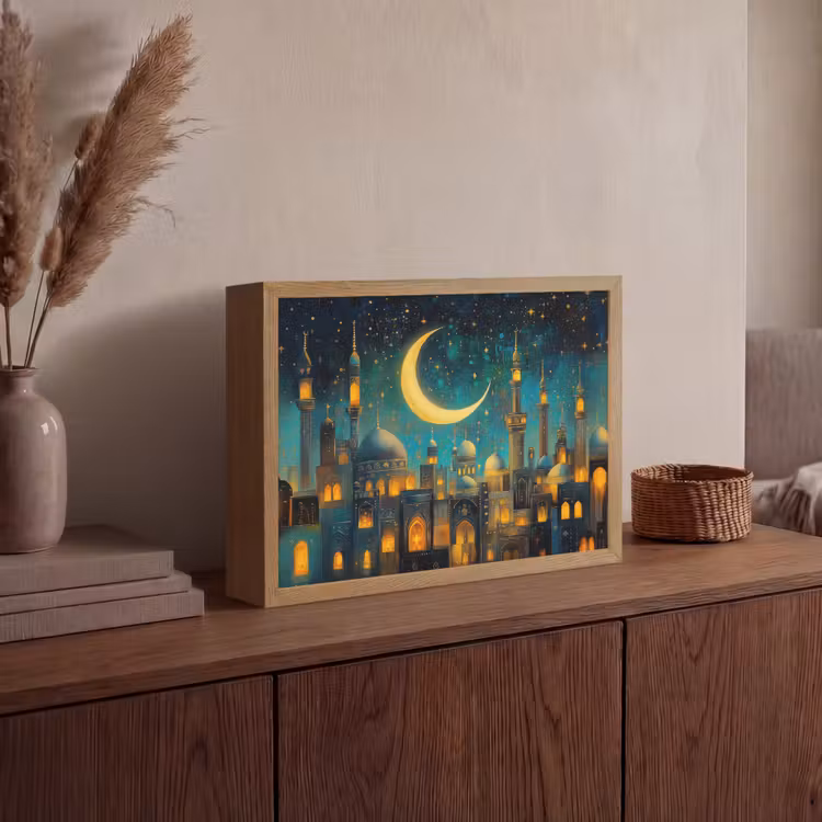 Islamitisch - Moskee - Ramadan - Islam Light Box met batterij (Wandlamp) middel -sfeer2