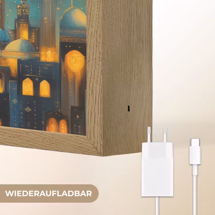Islamitisch - Moskee - Ramadan - Islam Light Box met batterij (Wandlamp) middel -USP_websiteoplaadbaarDE