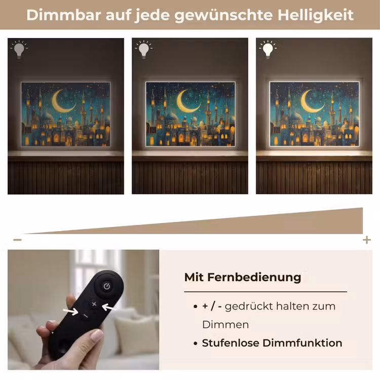 Islamitisch - Moskee - Ramadan - Islam Light Box met batterij (Wandlamp) middel -USP_dimbaarDE
