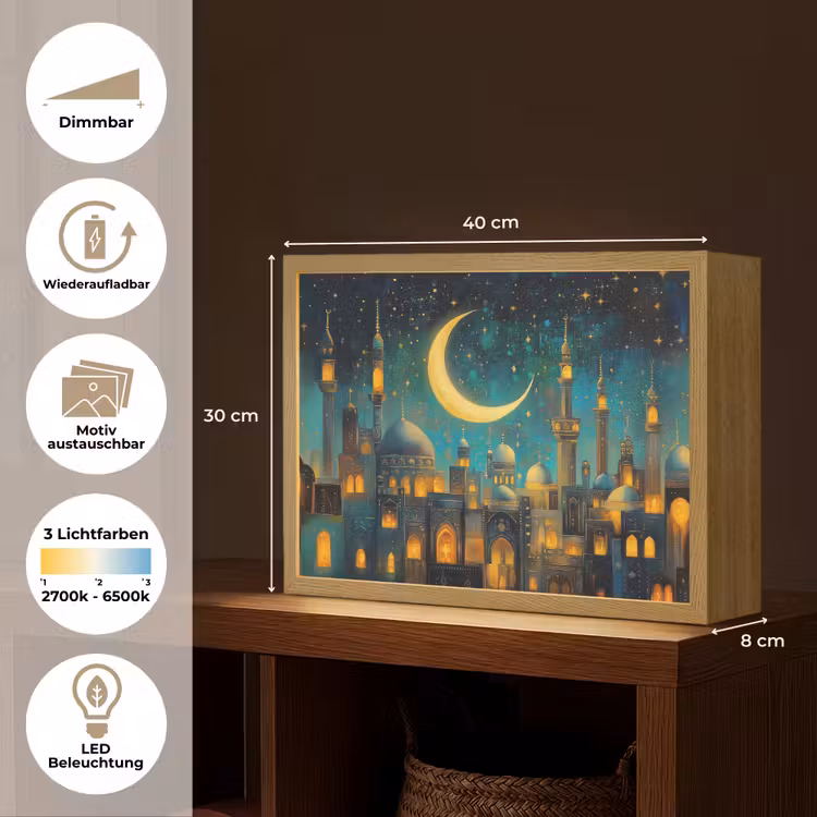 Islamitisch - Moskee - Ramadan - Islam Light Box met batterij (Wandlamp) middel -USP_websiteoverzichtDE