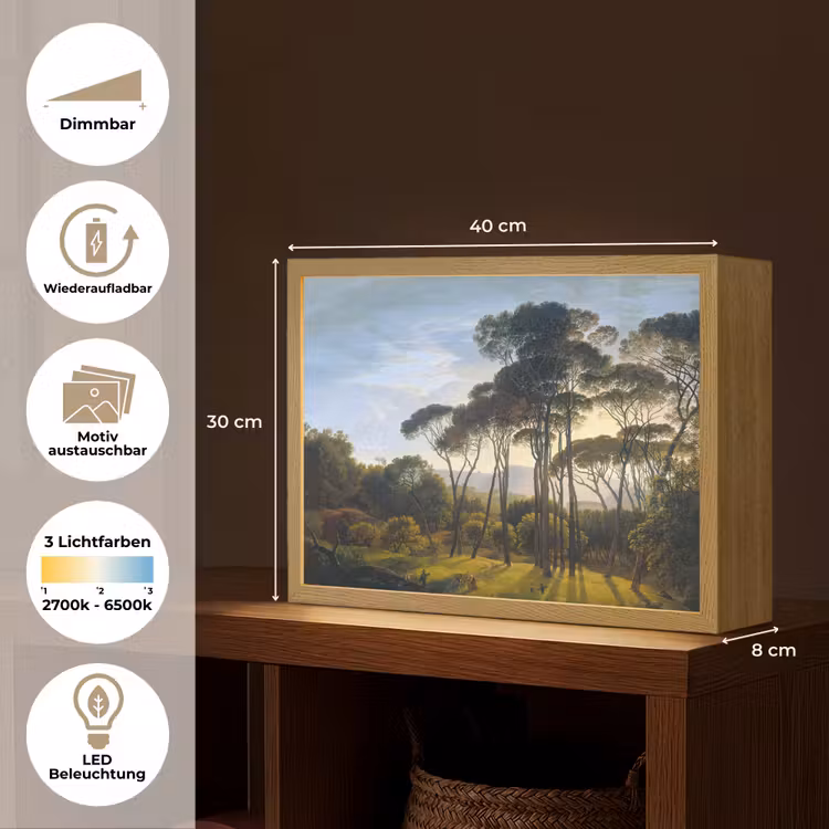 Italiaans landschap met parasoldennen - Kunst - Oude meesters Light Box met batterij (Wandlamp) middel -USP_websiteoverzichtDE