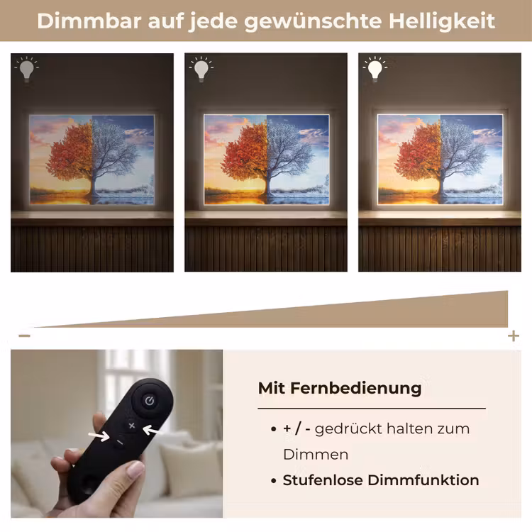 Seizoenen - Kunst - Boom - Herfst - Winter Light Box met batterij (Wandlamp) middel -USP_dimbaarDE