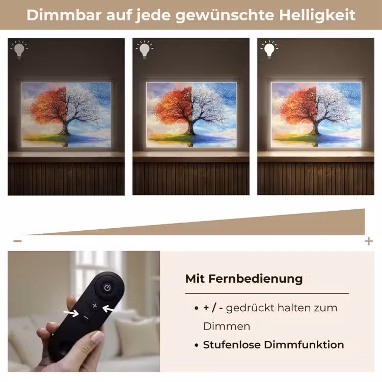 Seizoenen - Kunst - Boom - Winter - Herfst Light Box met batterij (Wandlamp) middel -USP_dimbaarDE