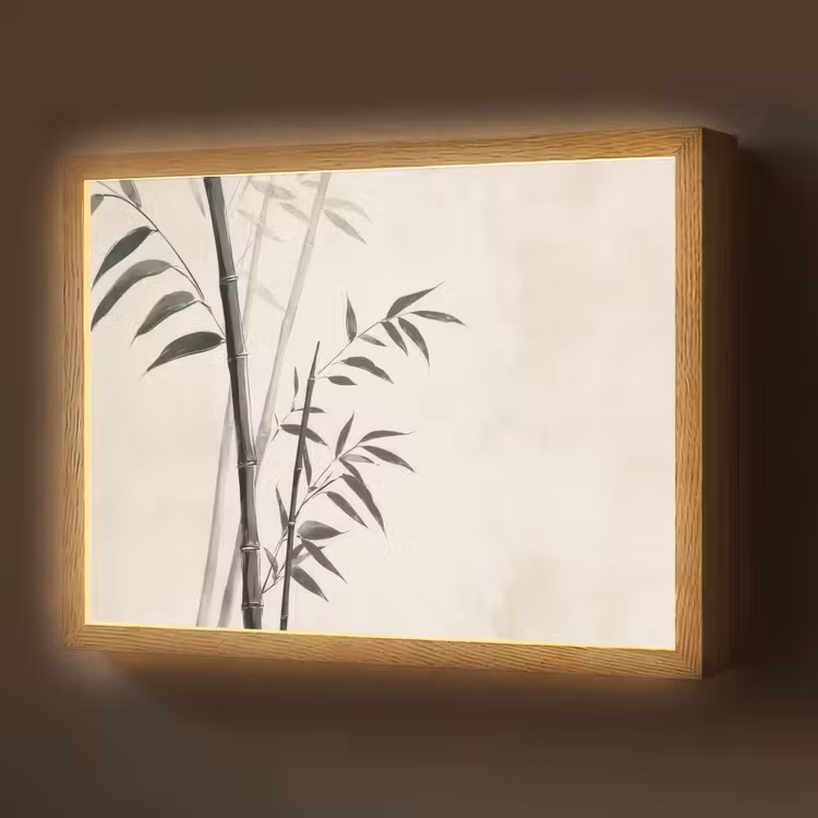 Japandi - Bamboe - Beige Light Box met batterij (Wandlamp) middel -z3d_website