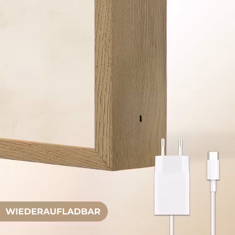 Japandi - Bamboe - Beige Light Box met batterij (Wandlamp) middel -USP_websiteoplaadbaarDE
