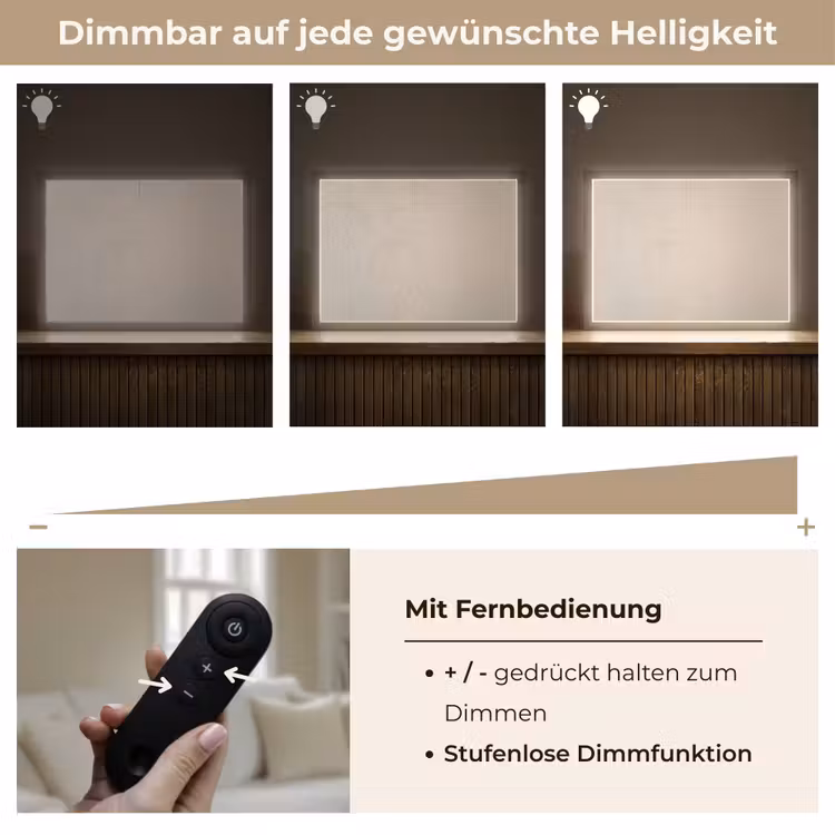 Japandi - Beige - Modern Light Box met batterij (Wandlamp) middel -USP_dimbaarDE