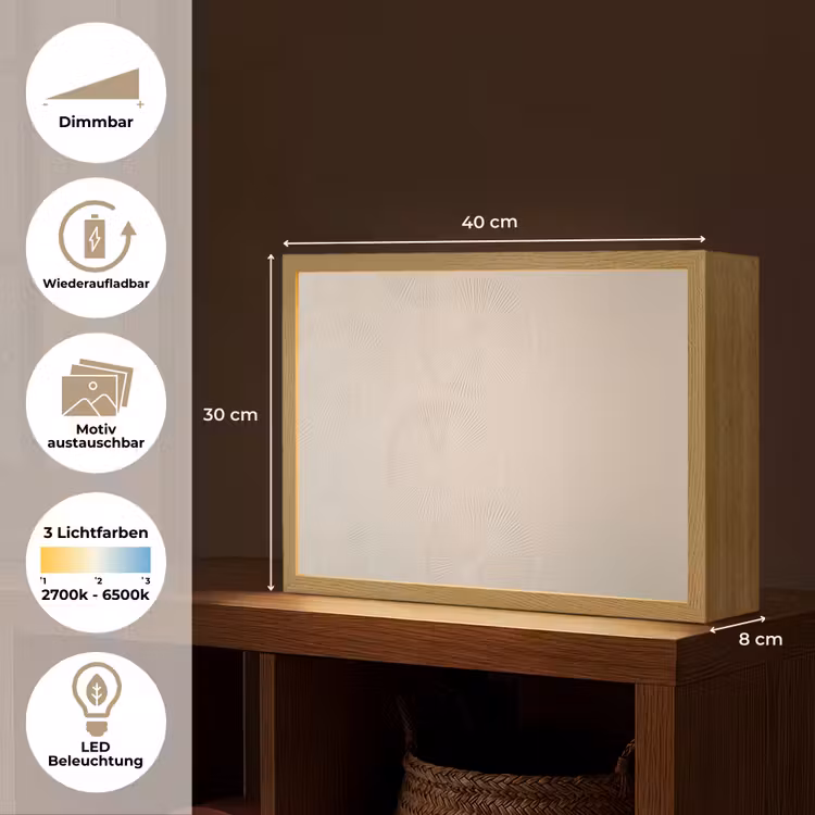 Japandi - Beige - Modern Light Box met batterij (Wandlamp) middel -USP_websiteoverzichtDE