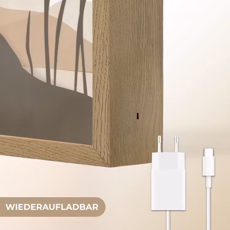 Japandi - Landschap - Beige Light Box met batterij (Wandlamp) middel -USP_websiteoplaadbaarDE