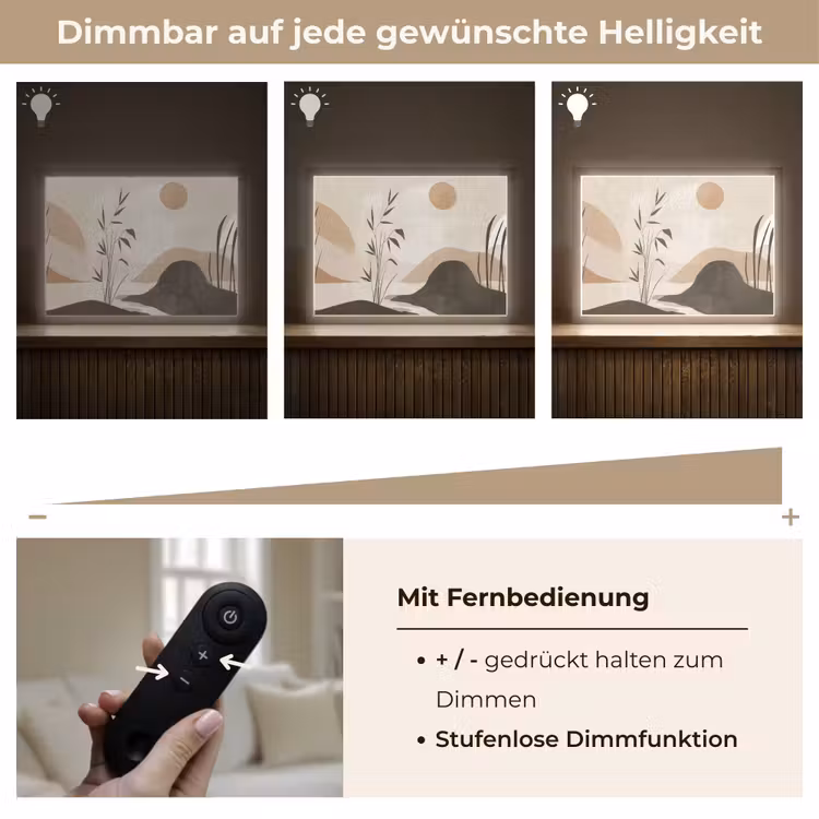 Japandi - Landschap - Beige Light Box met batterij (Wandlamp) middel -USP_dimbaarDE