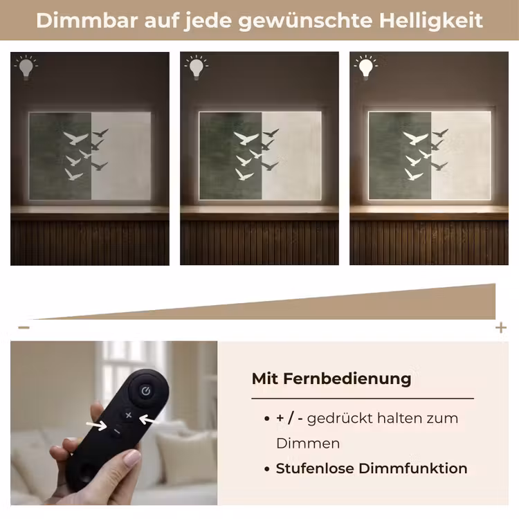 Japandi - Vogel - Groen Light Box met batterij (Wandlamp) middel -USP_dimbaarDE