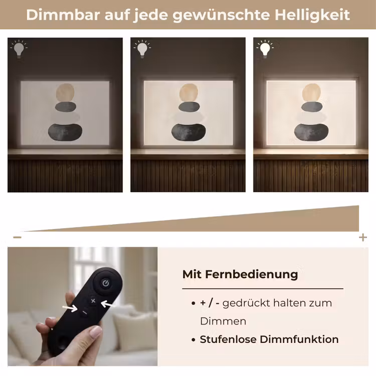 Japandi - Wabi sabi - Beige Light Box met batterij (Wandlamp) middel -USP_dimbaarDE