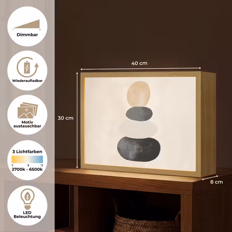 Japandi - Wabi sabi - Beige Light Box met batterij (Wandlamp) middel -USP_websiteoverzichtDE
