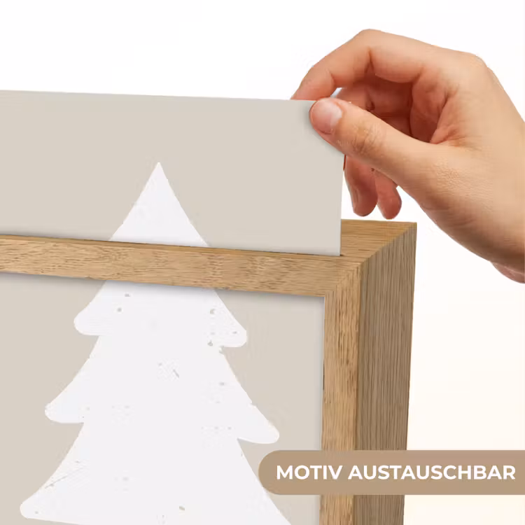 Japandi - Kerstboom - Beige - Kerstversiering Light Box met kabel (Wandlamp) klein -USP_websiteprintDE