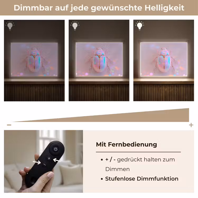 Kever - Metallic - Lichteffect - Roze Light Box met batterij (Wandlamp) middel -USP_dimbaarDE