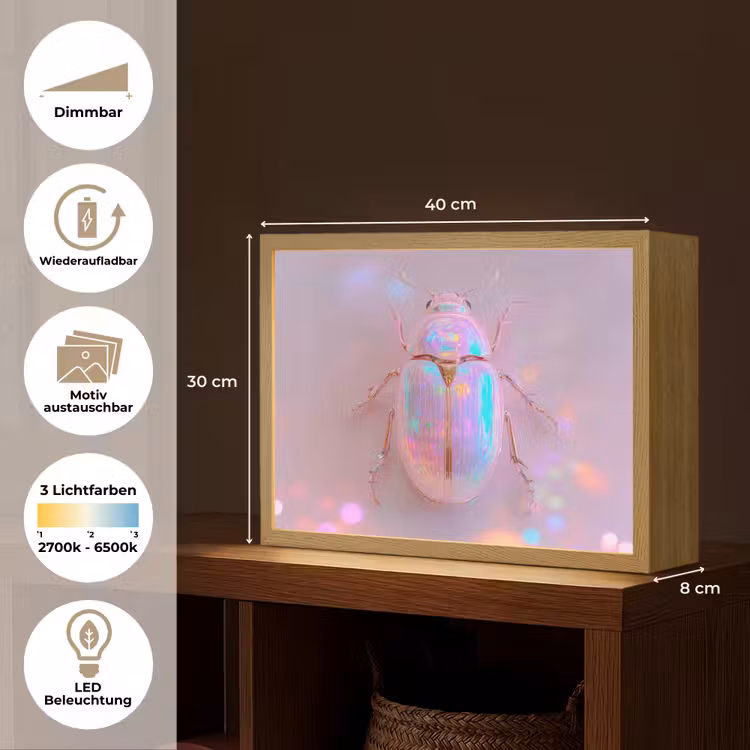 Kever - Metallic - Lichteffect - Roze Light Box met batterij (Wandlamp) middel -USP_websiteoverzichtDE