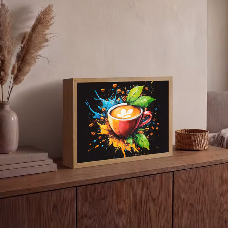 Koffie - Graffiti - Drinken - Abstract Light Box met batterij (Wandlamp) middel -sfeer2