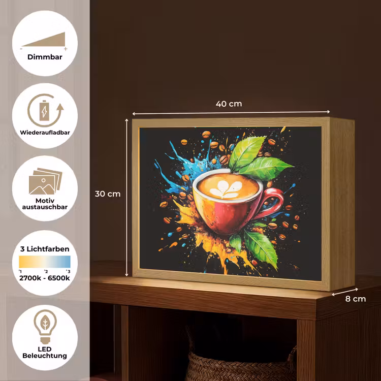 Koffie - Graffiti - Drinken - Abstract Light Box met batterij (Wandlamp) middel -USP_websiteoverzichtDE
