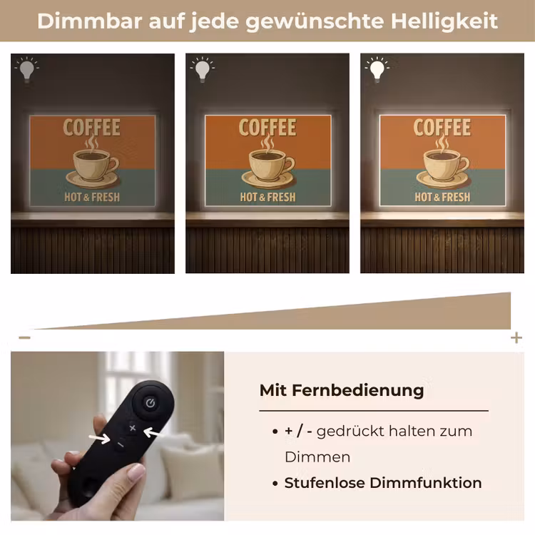 Koffie - Kop - Vintage - Quote Light Box met batterij (Wandlamp) middel -USP_dimbaarDE