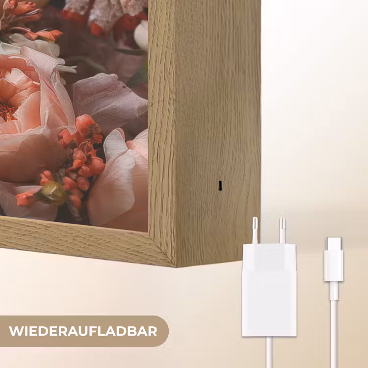 Kaketoe - Dier - Natuur - Botanisch - Bloemen - Roze Light Box met batterij (Wandlamp) middel -USP_websiteoplaadbaarDE