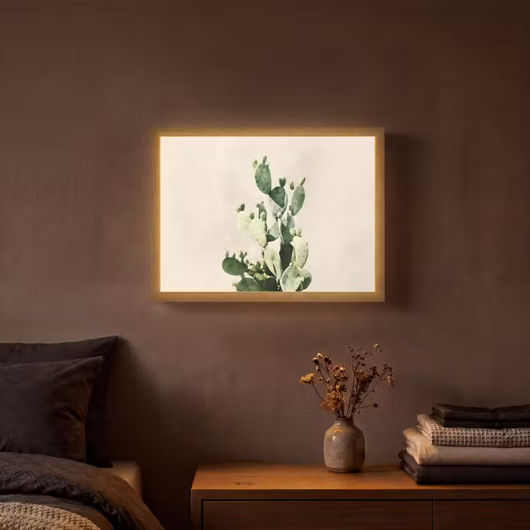 Cactus - Groen - Minimalistisch Light Box met batterij (Wandlamp) middel -sfeer4