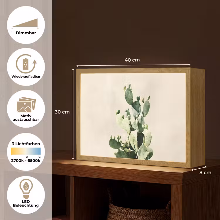 Cactus - Groen - Minimalistisch Light Box met batterij (Wandlamp) middel -USP_websiteoverzichtDE