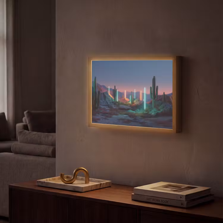 Cactus - Lichtzuilen - Zonsondergang Light Box met batterij (Wandlamp) middel -sfeer1